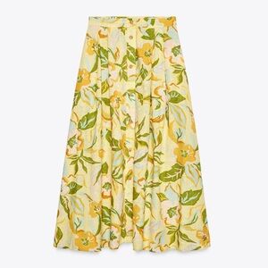 ZARA Printed Linen Skirt
